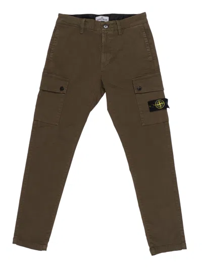 Stone Island Kids' Regular Tapered Pants In Green