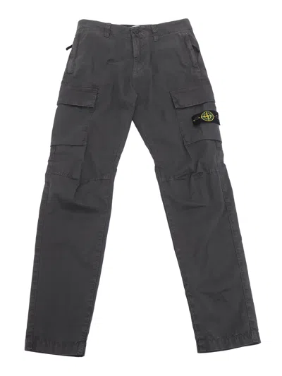 Stone Island Kids' Regular Tapered Trousers In Grey
