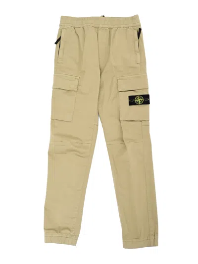 Stone Island Kids' Regular Tapered Trousers In Neutral