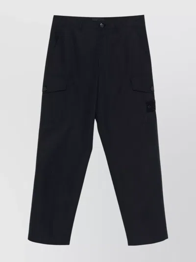 Stone Island Regular Trousers With Hidden Snap Button In Black