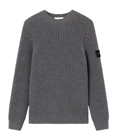 Stone Island Regular-fit Crewneck Jumper With Raglan Sleeves In Gray