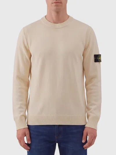 Stone Island Regular-fit Crew-neck Sweater With Ribbed Trims In Neutral