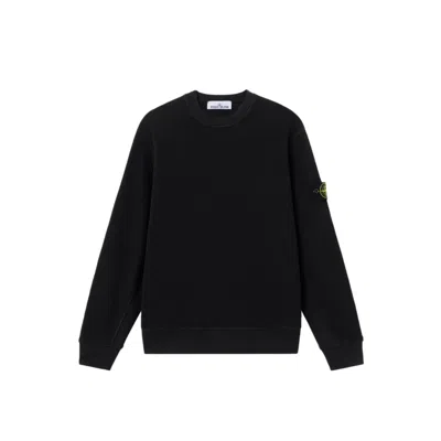 Stone Island Regular-fit Crewneck Sweatshirt Organic Cotton Waffle Fleece In Black
