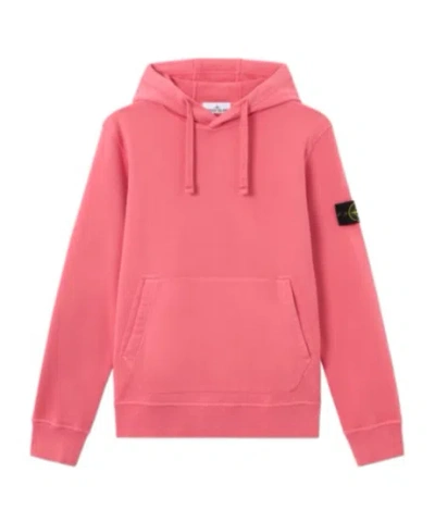 Stone Island Regular-fit Hooded Sweatshirt With Pouch Pocket In Pink