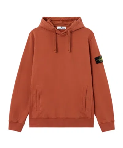 Stone Island Regular-fit Hooded Sweatshirt With Thumbhole Cuffs In Brown