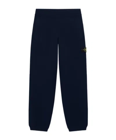 Stone Island 5200001 Strech-rws-wool Regular-fit Knit Joggers With Elastic Drawstring Waist In Blue