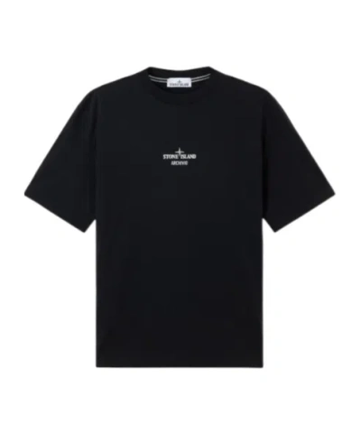 Stone Island Regular-fit T-shirt With Seasonal Archivio Print In Black