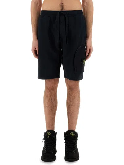 Stone Island Relaxed Fit Bermuda Cargo Shorts In Blue