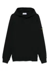 Stone Island Relaxed-fit Black Hoodie With Logo Patch Detail In Black