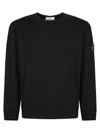 Stone Island Lightweight Wool Crew Neck Sweater With Raglan Sleeves Clothing In Black