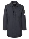 Stone Island Relaxed-fit Blue Coat With Button Closure And Signature Logo Patch In Blue