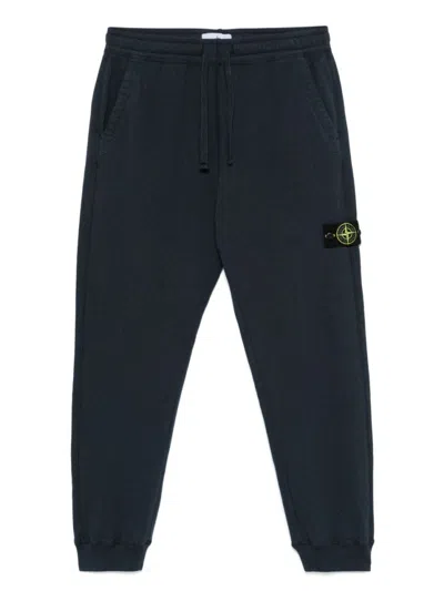 STONE ISLAND STONE ISLAND RELAXED FIT BLUE PANTS WITH SIGNATURE LOGO