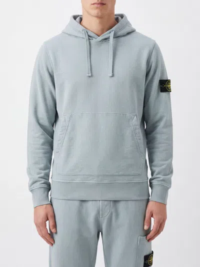 Stone Island Relaxed Fit Cotton Hoodie With Kangaroo Pocket In Purple