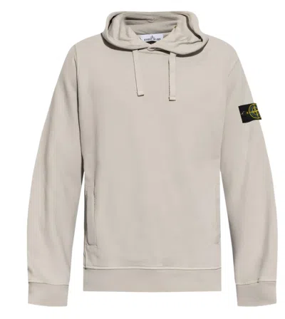 Stone Island Relaxed-fit Cotton Hoodie With Signature Logo Patch In Grey