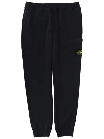 Stone Island Relaxed Fit Cotton Jogger Pants With Cargo Pocket In Black