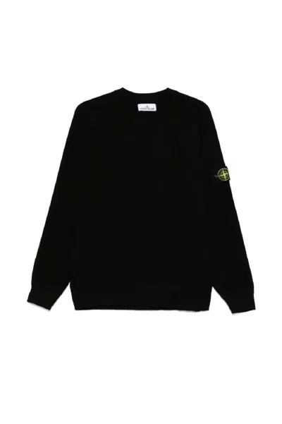Stone Island Relaxed Fit Crewneck Sweatshirt With Subtle Logo Patch In Black