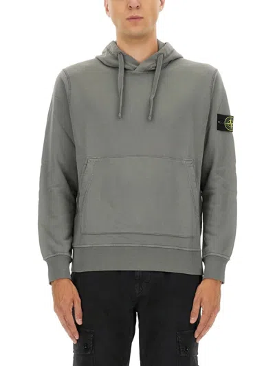STONE ISLAND RELAXED FIT FLEECE HOODIE WITH ADJUSTABLE DRAWSTRING