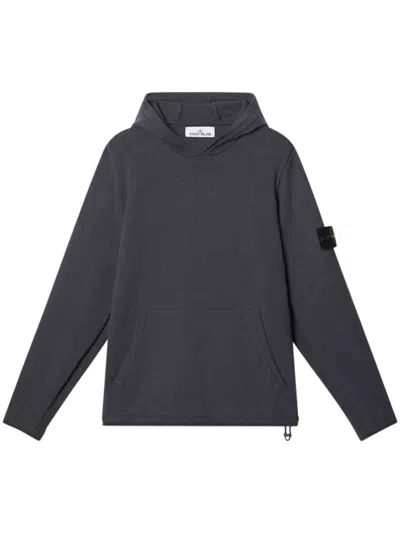 Stone Island Relaxed-fit Grey Hoodie With Textured Fabric In Gray