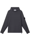 Stone Island Relaxed-fit Grey Hoodie With Textured Fabric In Gray
