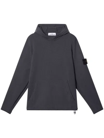 STONE ISLAND RELAXED-FIT GREY HOODIE WITH TEXTURED FABRIC