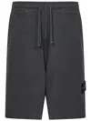 Stone Island Gray Malfilé Fleece 'old' Effect Shorts In Black