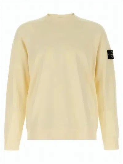 Stone Island Relaxed Fit Long-sleeve Crewneck Sweatshirt With Distinctive Patch Logo In Neutral