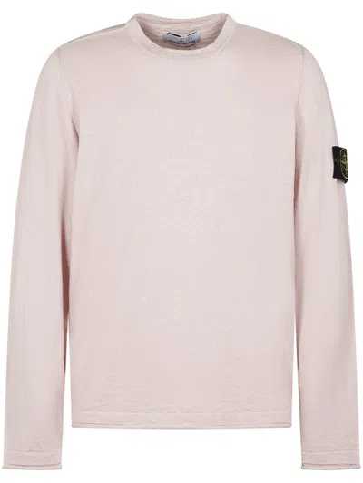Stone Island Cotton Sweatshirt In Pink
