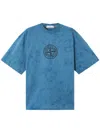 Stone Island Relaxed-fit Printed T-shirt With Textured Fabric In Blue