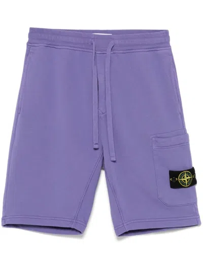 Stone Island Relaxed Fit Shorts With Drawstring And Logo Patch In Black