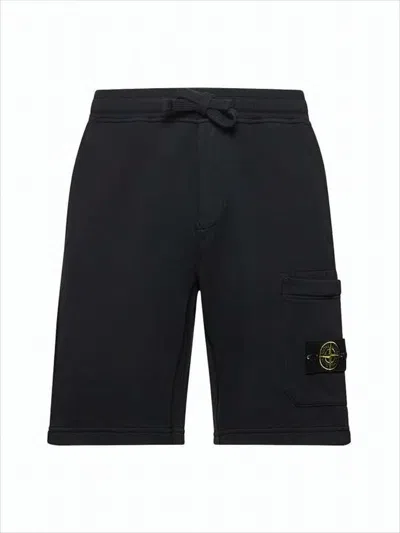 Stone Island Relaxed-fit Shorts With Elastic Waistband In Black