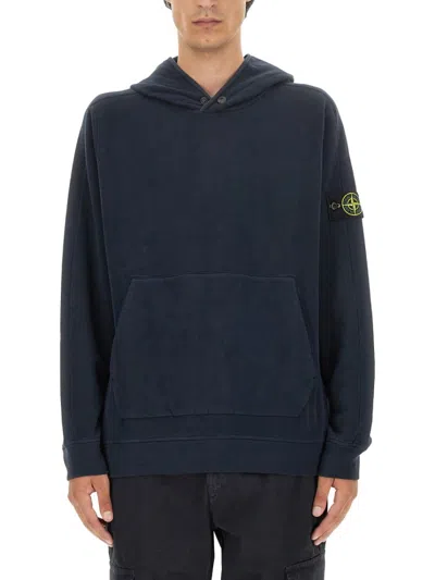 Stone Island Relaxed Fit Sweatshirt With Signature Logo Patch In Blue