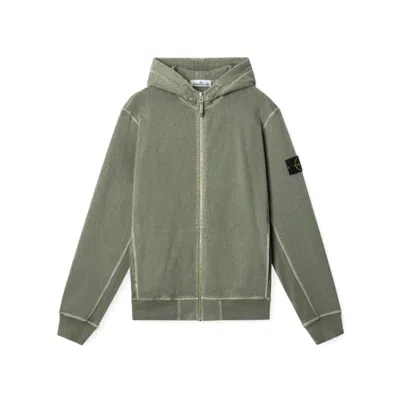 Stone Island Relaxed-fit Zip-up Hoodie With Distinctive Logo Patch In Green