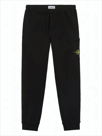 Stone Island Relaxed Jogger Pants With Cargo Pocket And Drawstring In Black