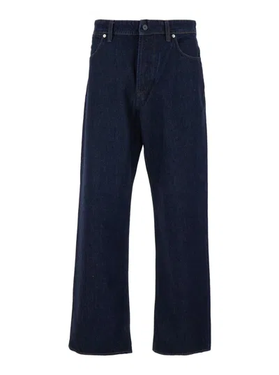 Stone Island Logo Patch Straight-leg Jeans In Blue