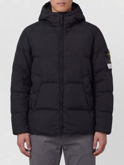 Stone Island Reps Ny Hooded Nylon Down Jacket In Black