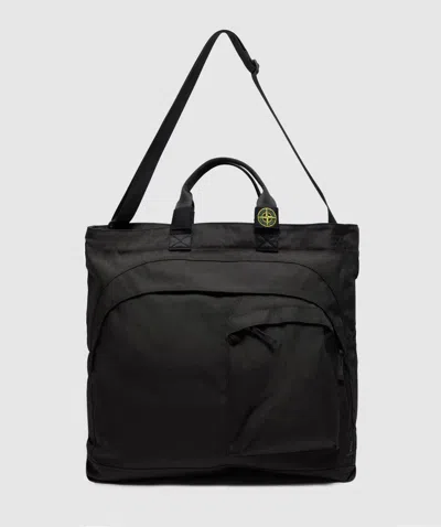 Stone Island Resin Treated Cordura Tote Bag In Lead Grey