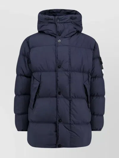 Stone Island Reversible Padded Hooded Down Jacket In Blue
