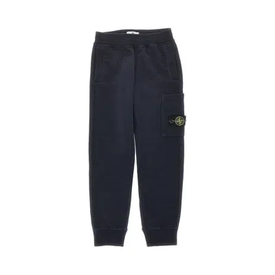 Stone Island Rganic Cotton Cargo Sweatpants Kids In Blue