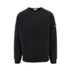 Stone Island Logo Cotton Crewneck Sweatshirt In Black