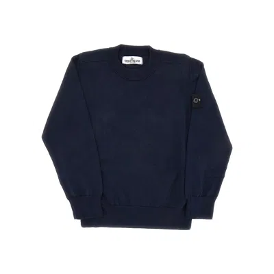 Stone Island Rganic Cotton Crewneck Sweater Kids In Blue