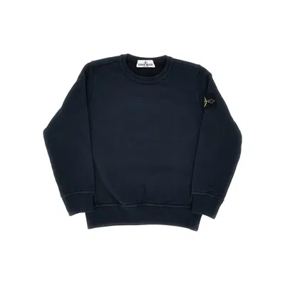 Stone Island Rganic Cotton Crewneck Sweatshirt Kids In Blue