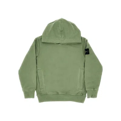 Stone Island Rganic Cotton Hoodie Kids In Green