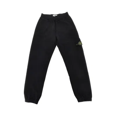 Stone Island Rganic Cotton Sweatpants With Logo Badge Kids In Black