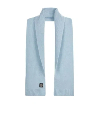 Stone Island Rib Knitted Scarf In Blue