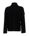 Stone Island Rib Knitted Zipper Cardigan In Black