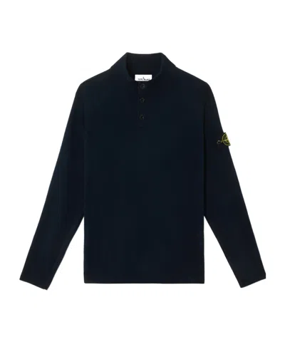 Stone Island Rib Stand-neck Sweater In Blue