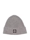 Stone Island Ribbed Beanie In Gray