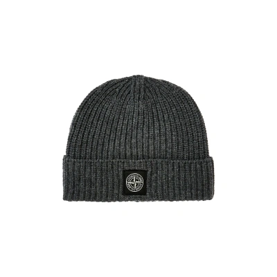 Pre-owned Stone Island Ribbed Beanie 'melange Dark Grey'