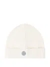 Stone Island Ribbed Beanie In White