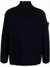 Stone Island Black Turtleneck With Ribbed Collar And Logo Patch In Black